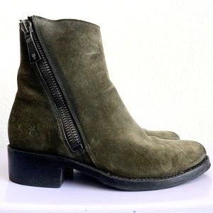 Frye Demi Zip Boot in Forest Soft Oiled Suede 7M